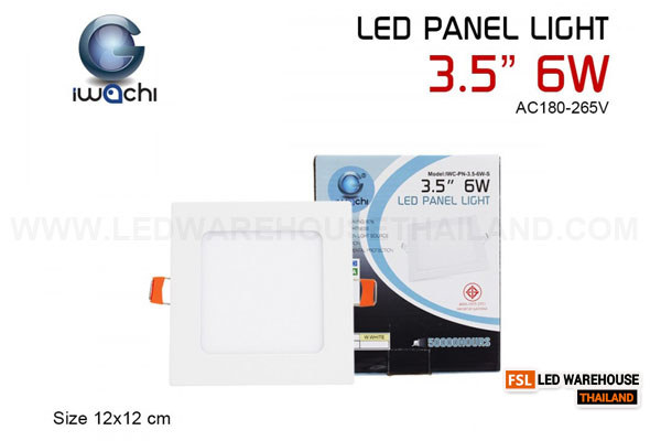 โคมฝังฝ้า 3.5"6W ทรงเหลี่ยม IWACHI-PANEL-3.5-6W-S แสงขาวและแสงวอร์มไวท์